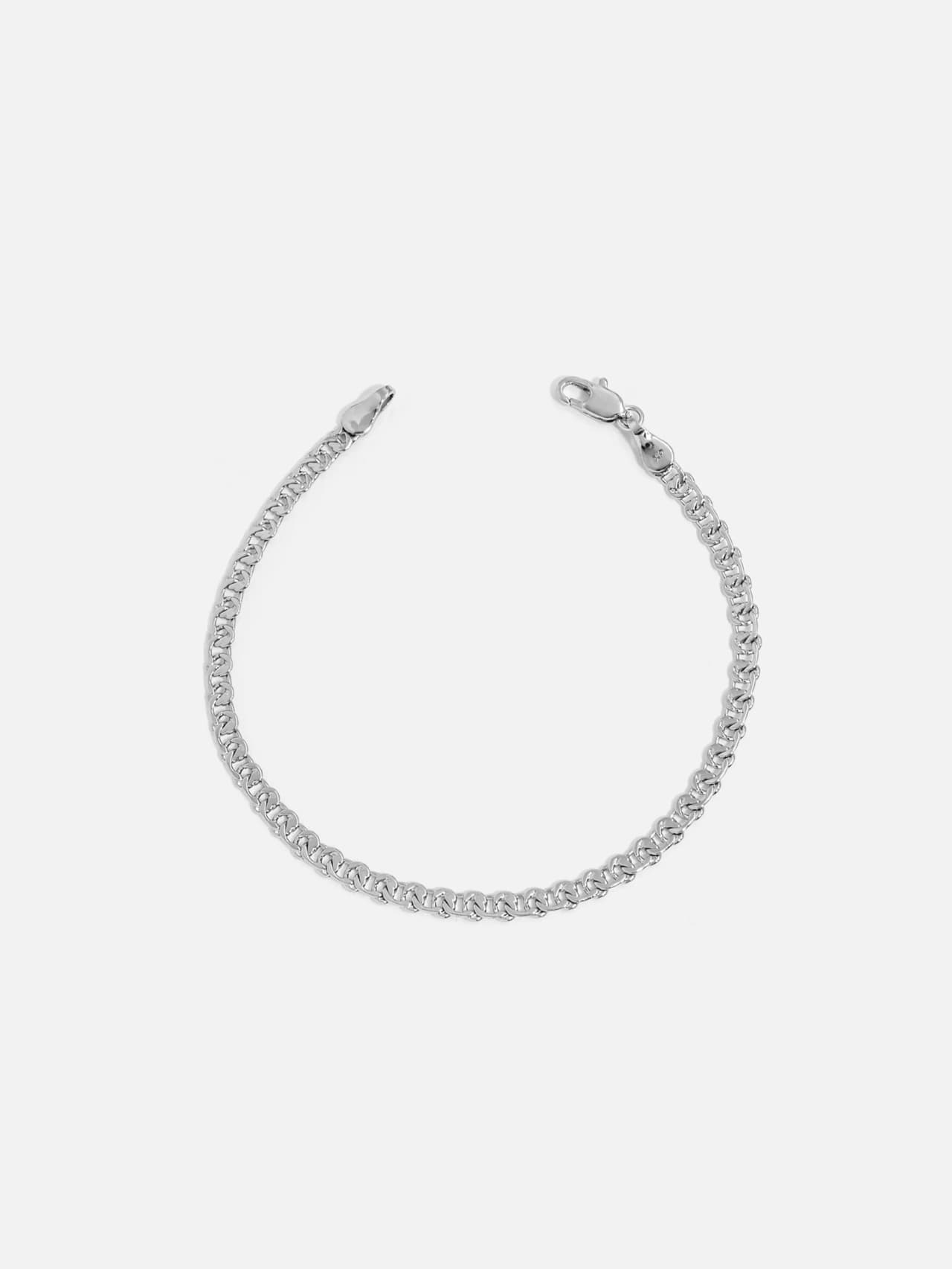 Platt pansarlänk armband platinabelagd silver dam 18,5 cm – Le Lika