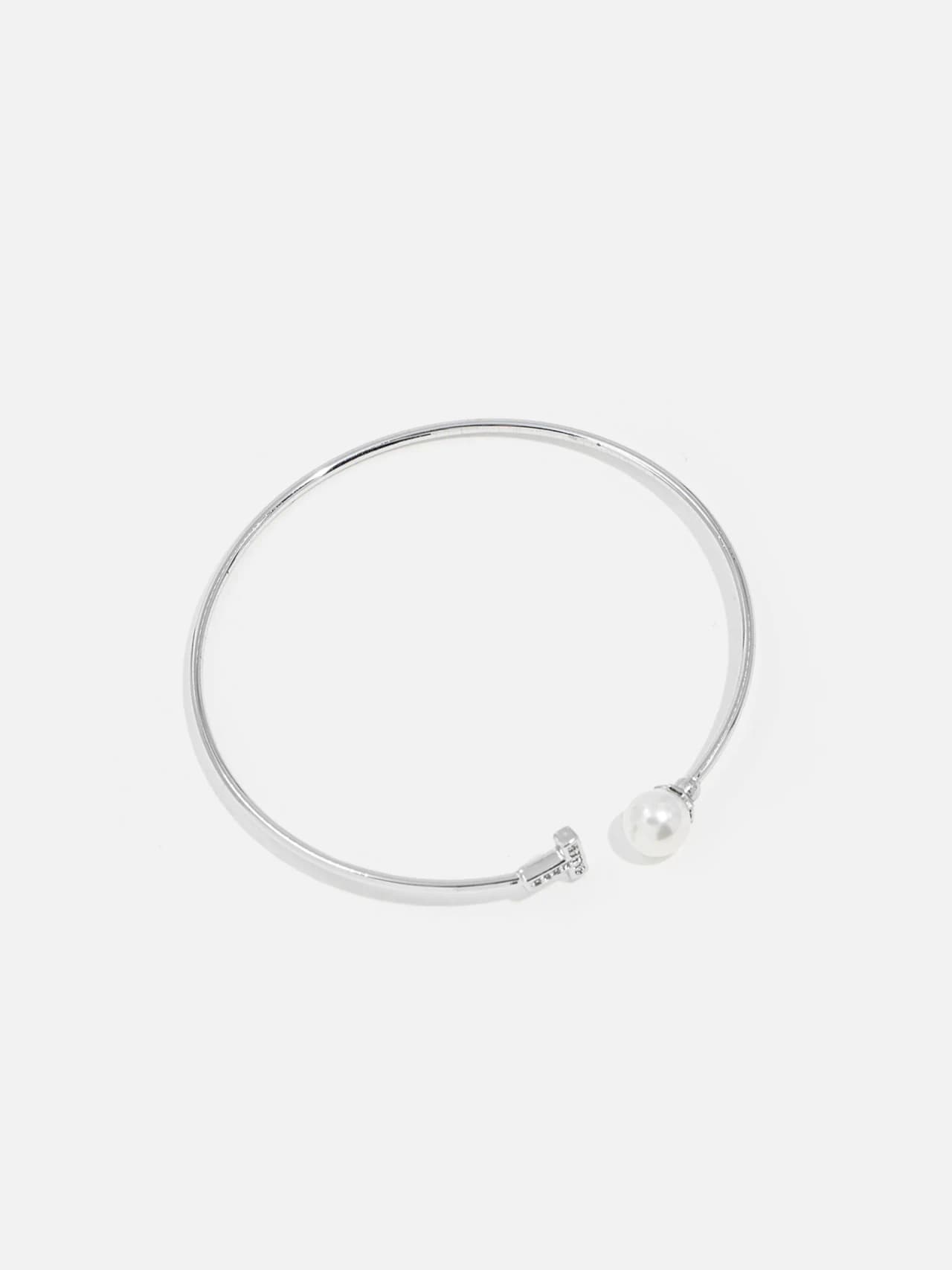 Rhodiumpläterat Bangle med Cubic Zirconia och Pärldetalj