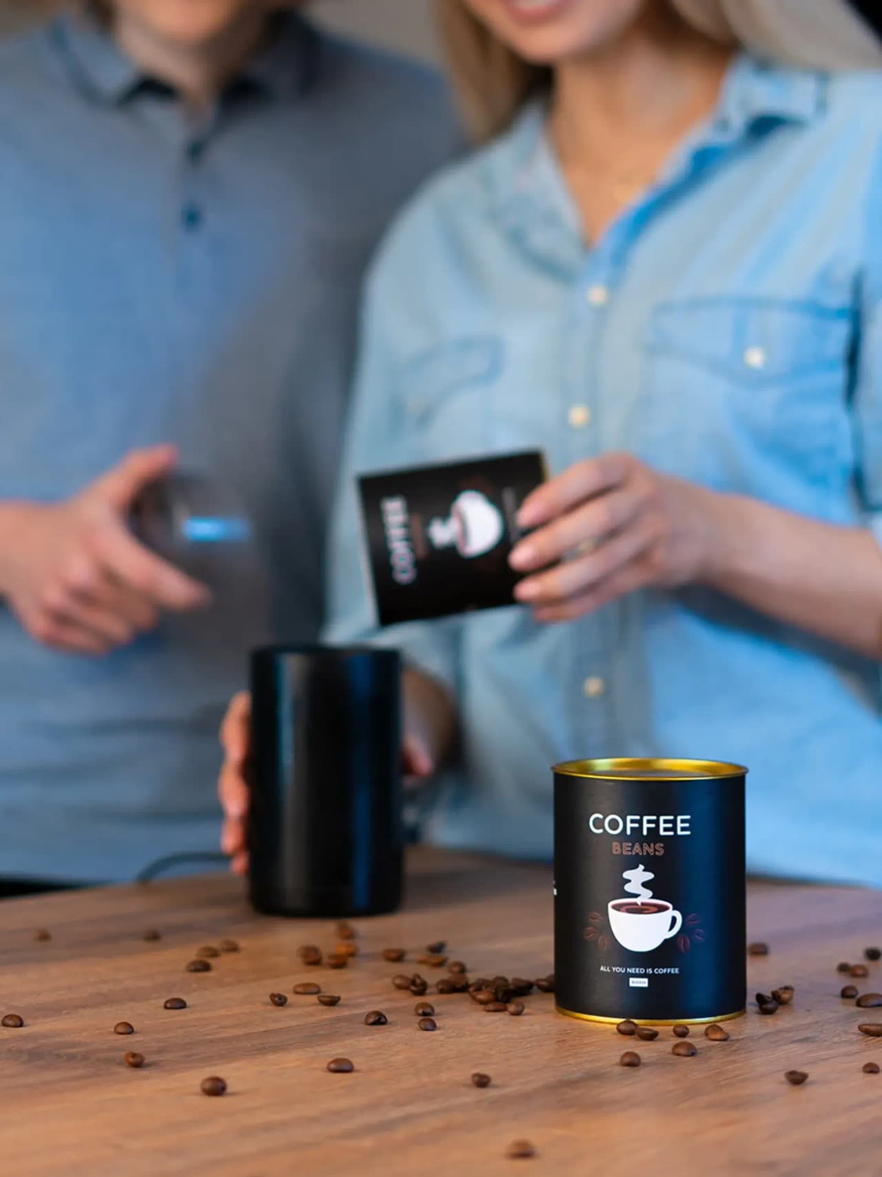Roliga strumpor Premium Kaffemotiv – Dubbelpack i Burk