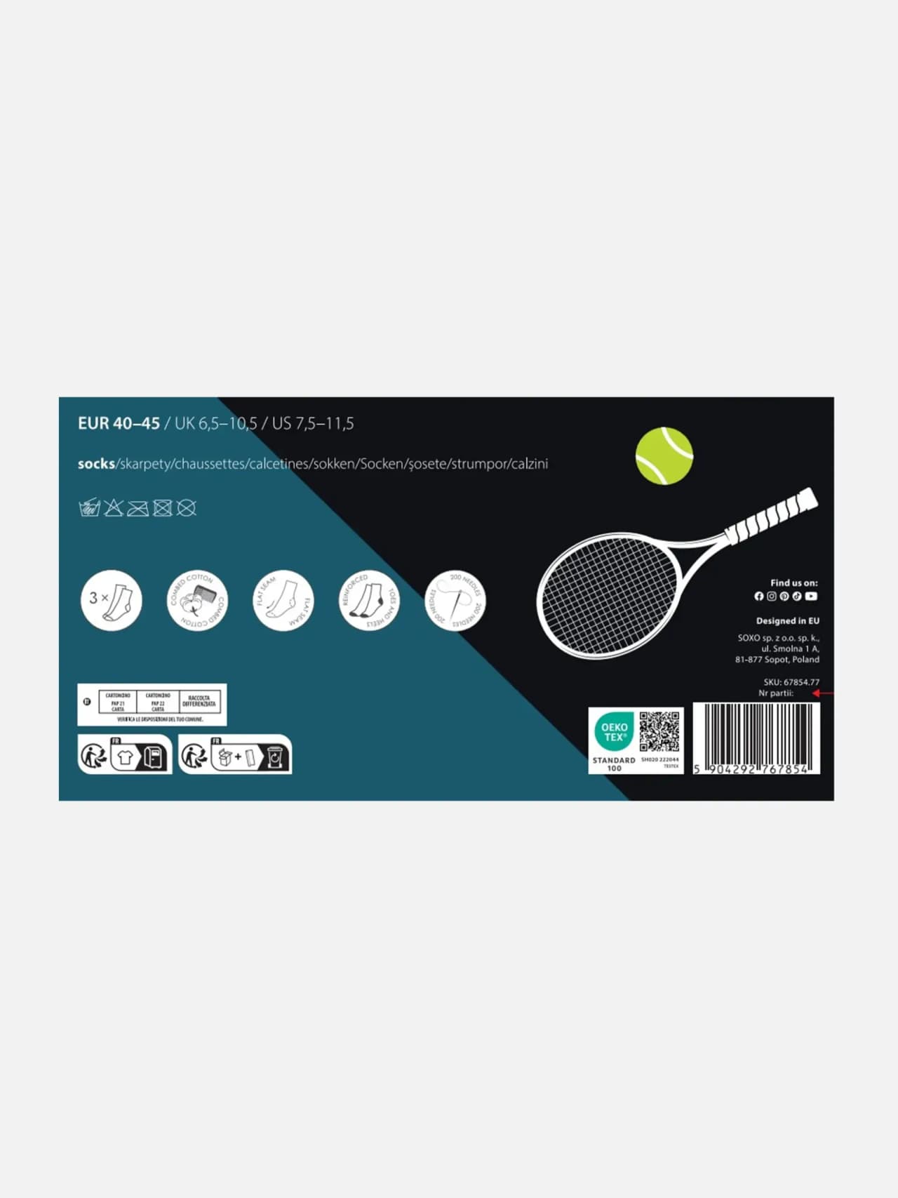 Roliga Tennisstrumpor i Presentbox – 3 Par för Sport & Fritid