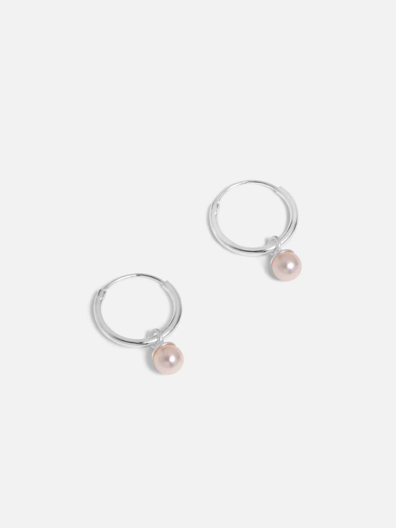 Rosa Bead Hoop Örhängen i Äkta Silver