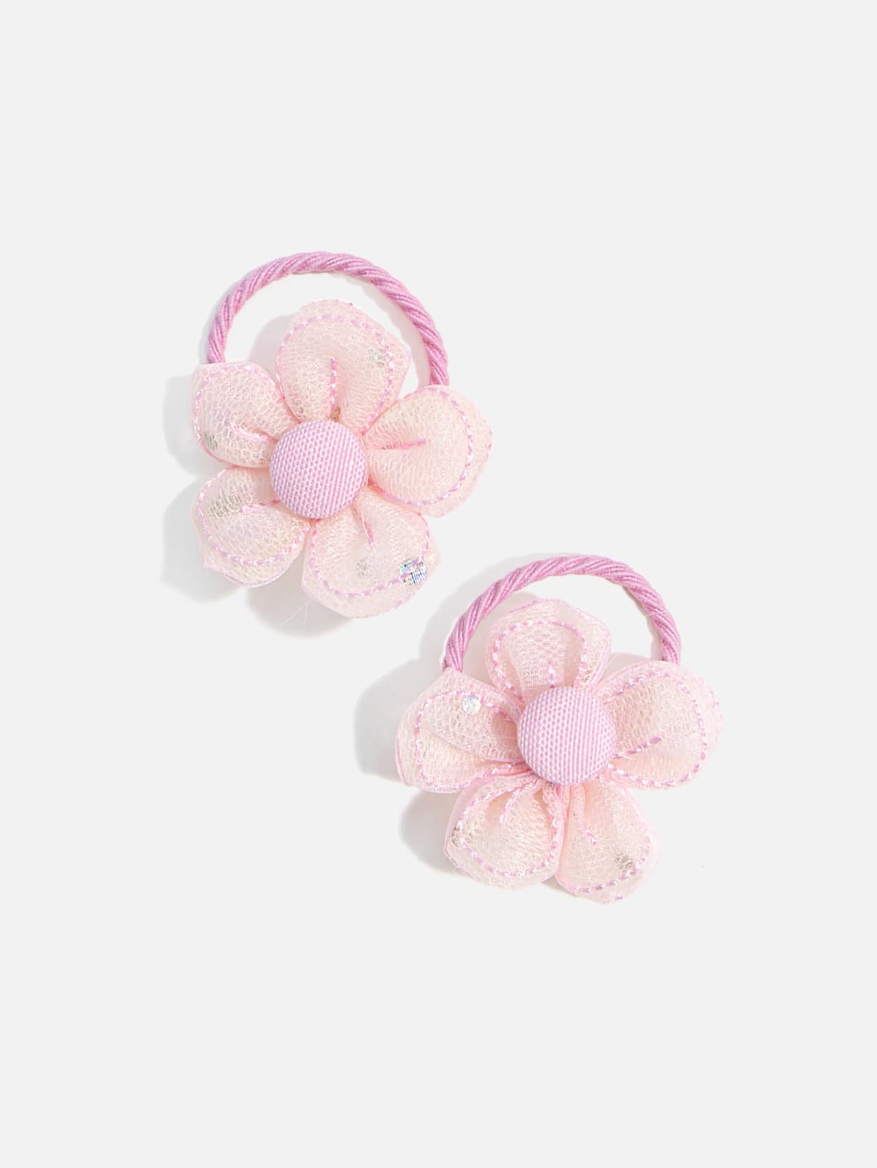 Rosa blomma hårsnoddar barn 2-pack – söta hårtofsar med tygblomma i polyester