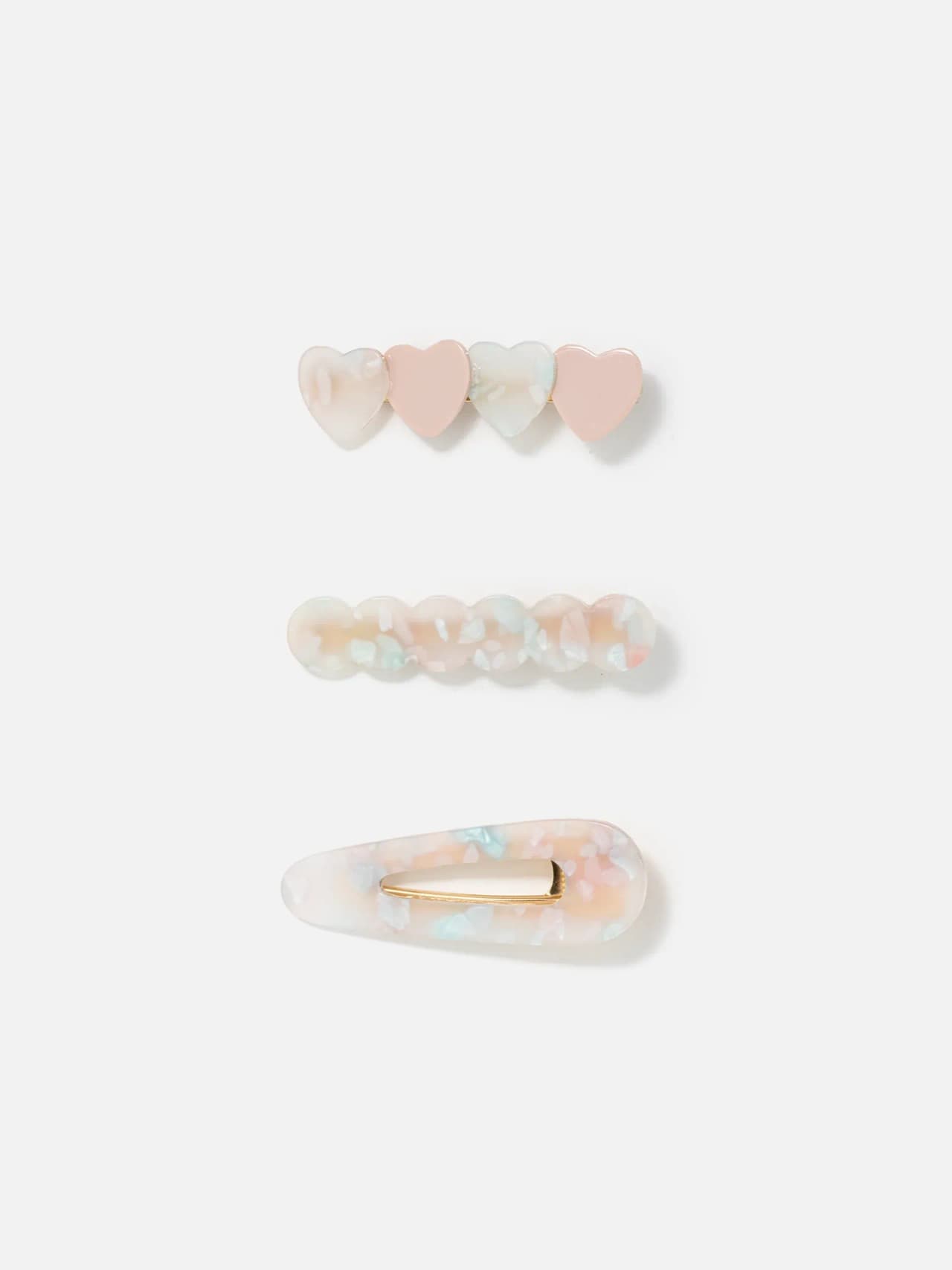 Rosa-Vit Hårspänne Set 3-pack