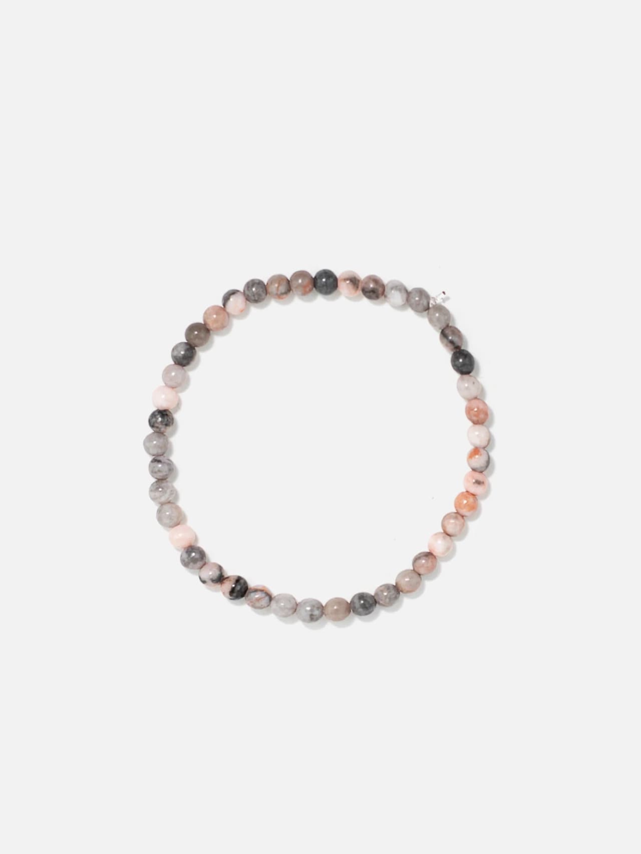 Rosa zebrajaspis armband med 4mm naturstenpärlor i rosa, grå och svarta toner