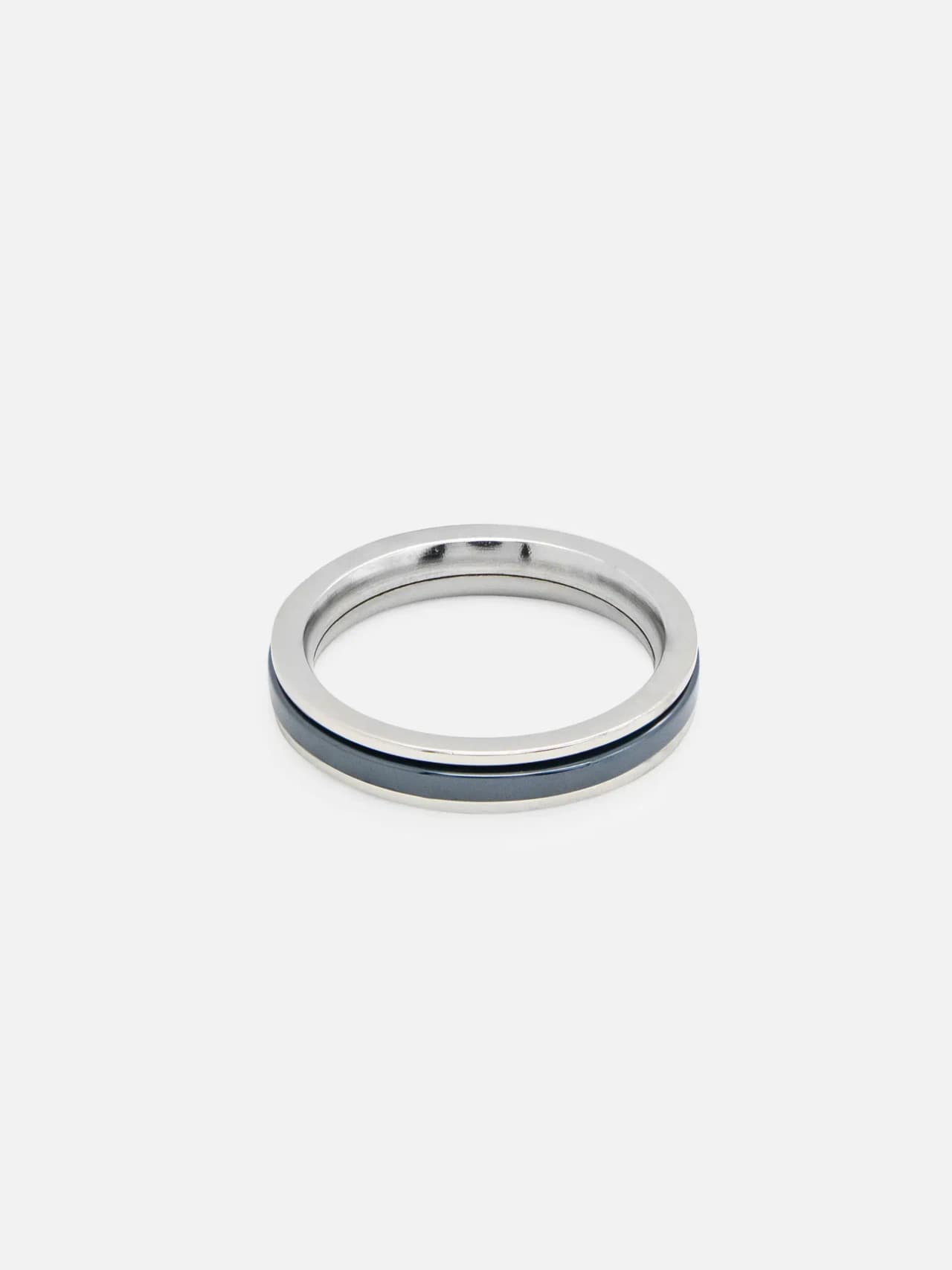 Roterande Mörk Blå Keramik Stål Ring