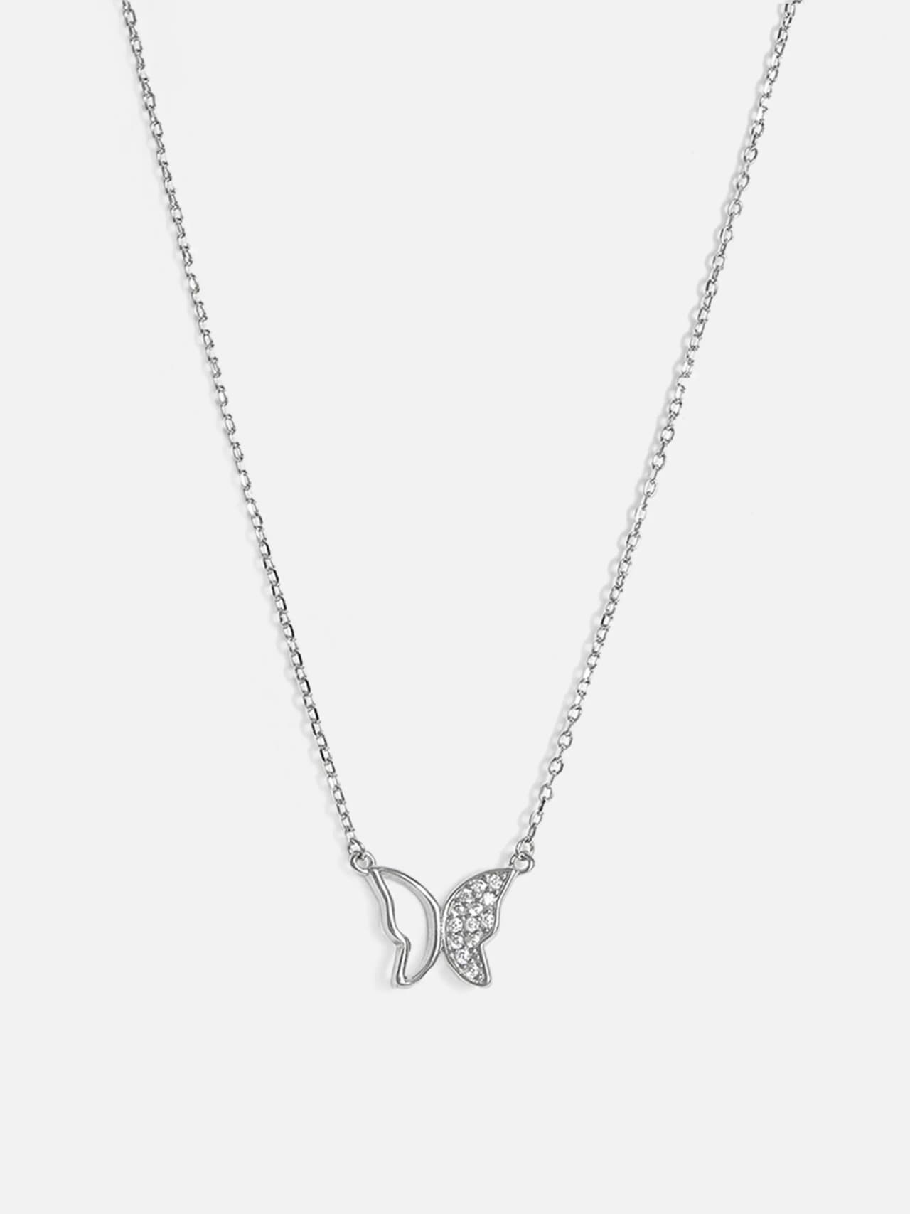 Sagofjäril Äkta Silverhalsband med Cubic Zirconia