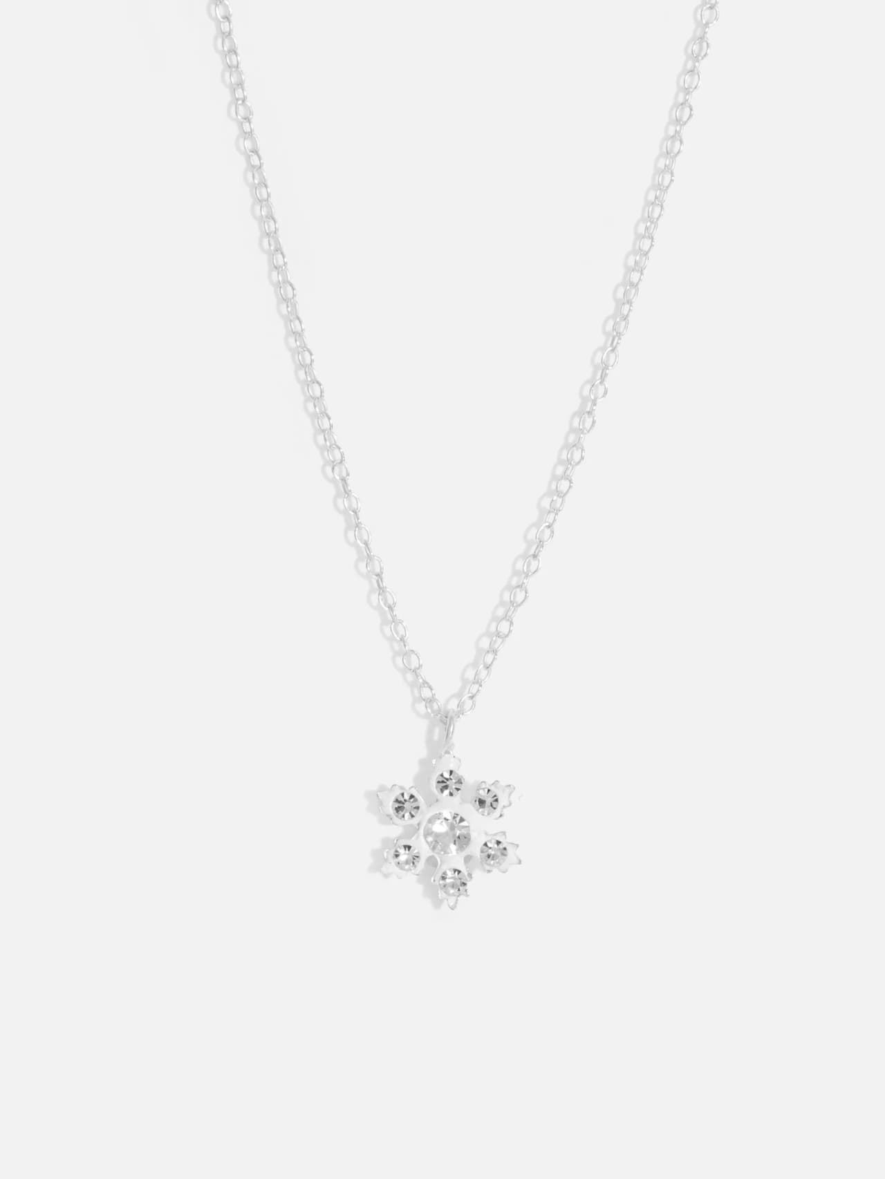 Halsband i 925 silver med snöflingeformat hänge och CZ-stenar