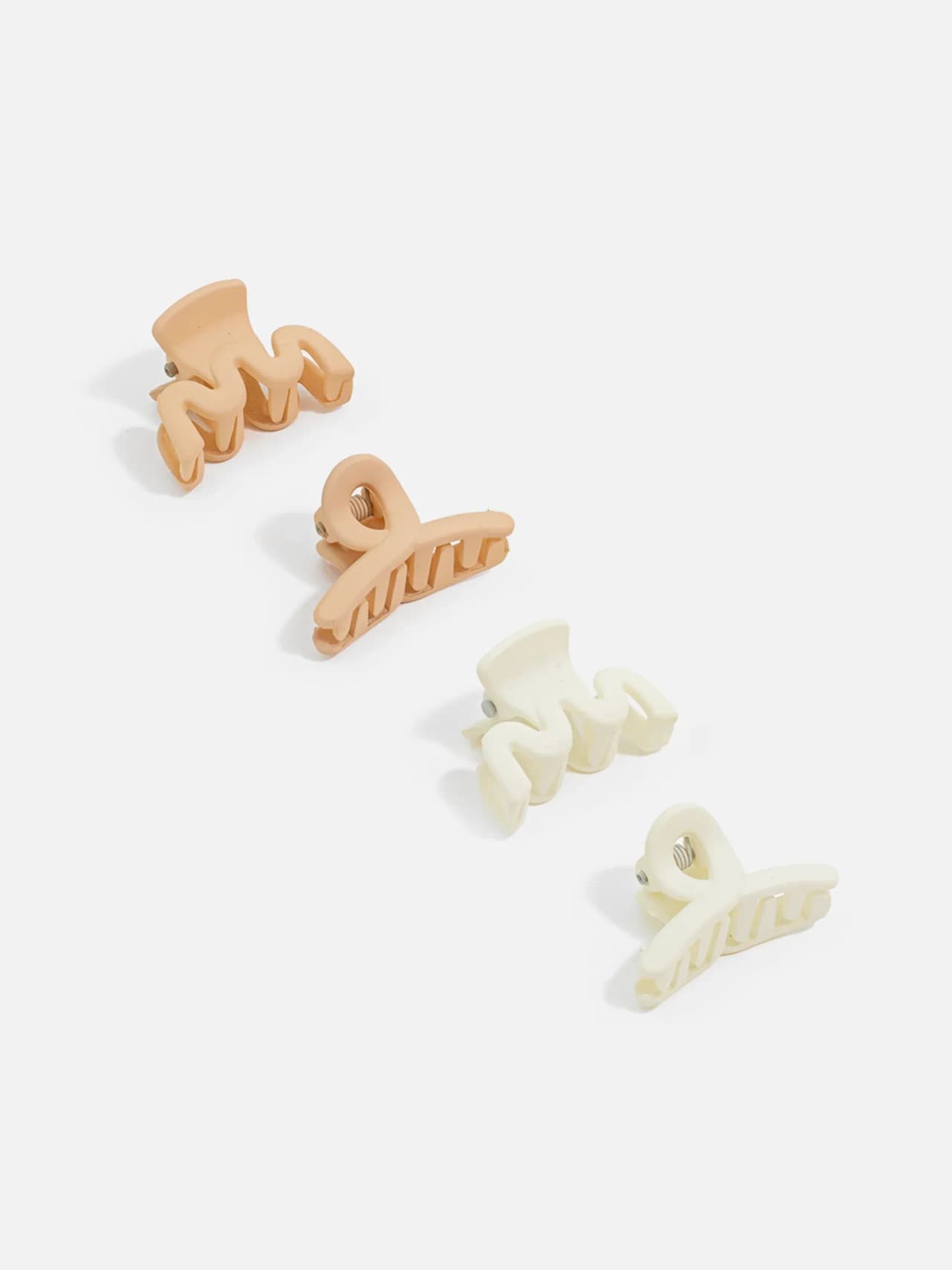 Små Hårklämmor 4-Pack Beige-Vit