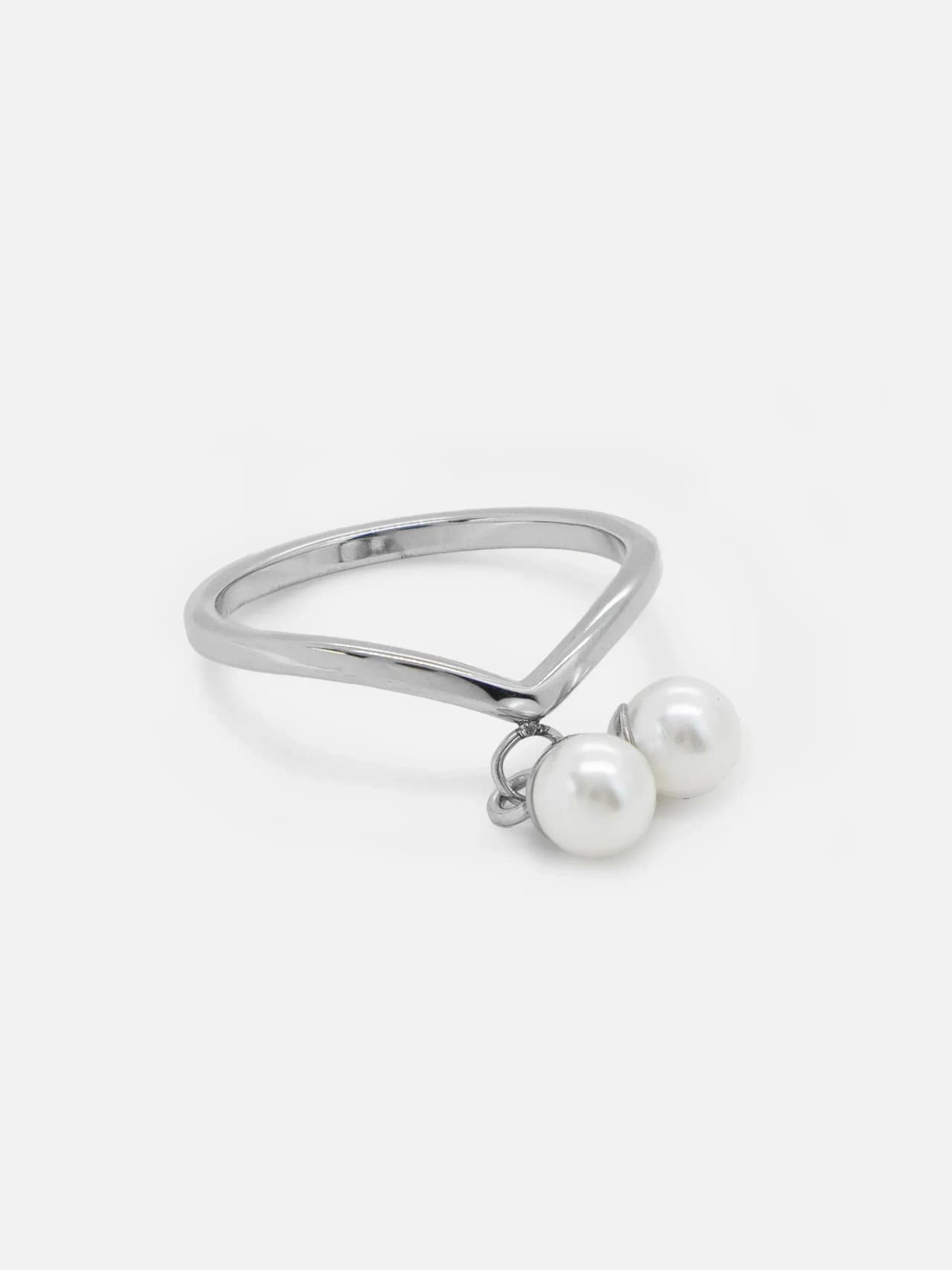 Stål Ring med Pärl