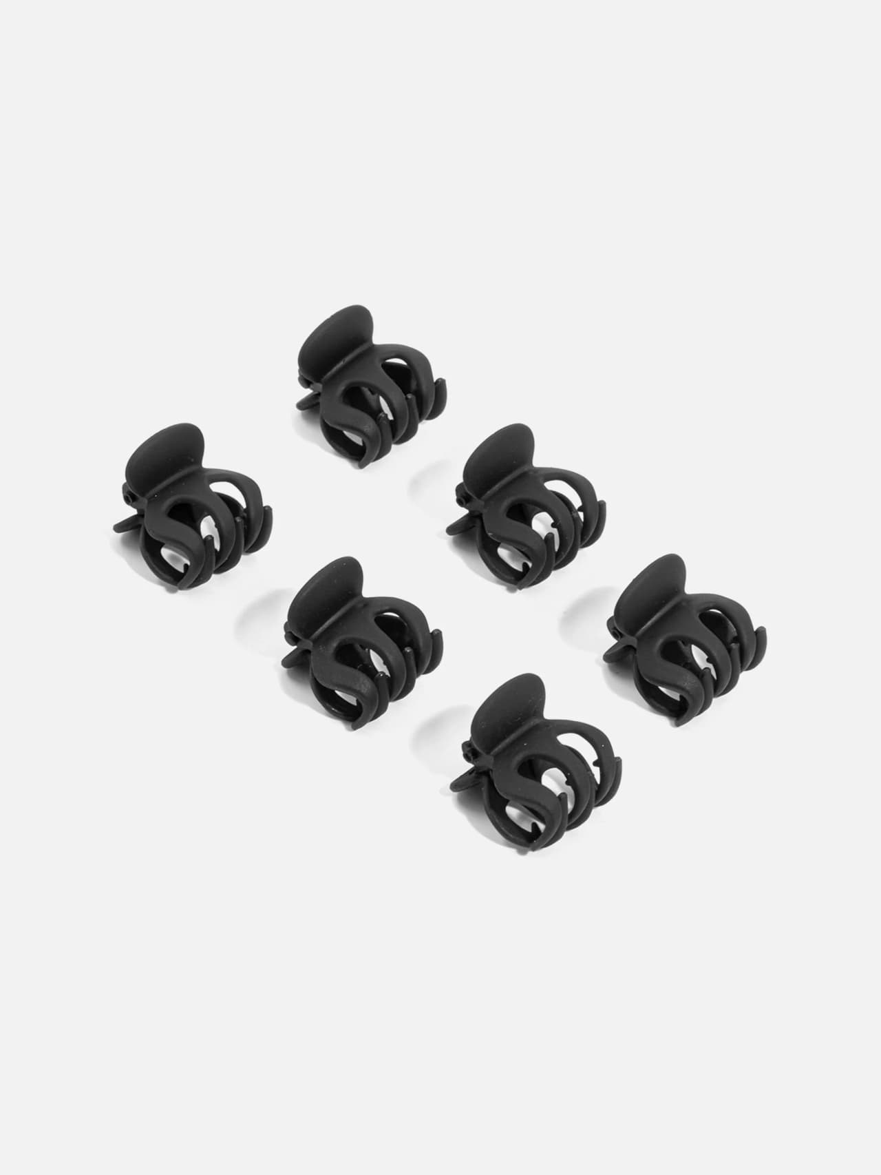 Svarta mini hårklor i 6‑pack