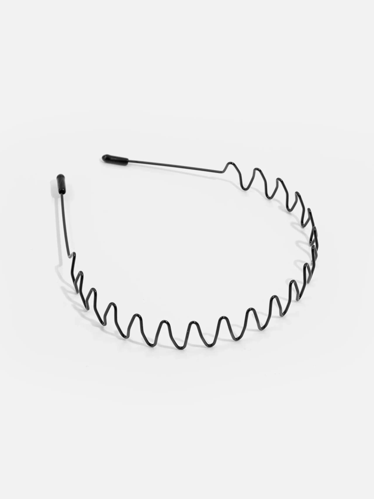 Tunt Diadem i Svart Metall med Vågig Design