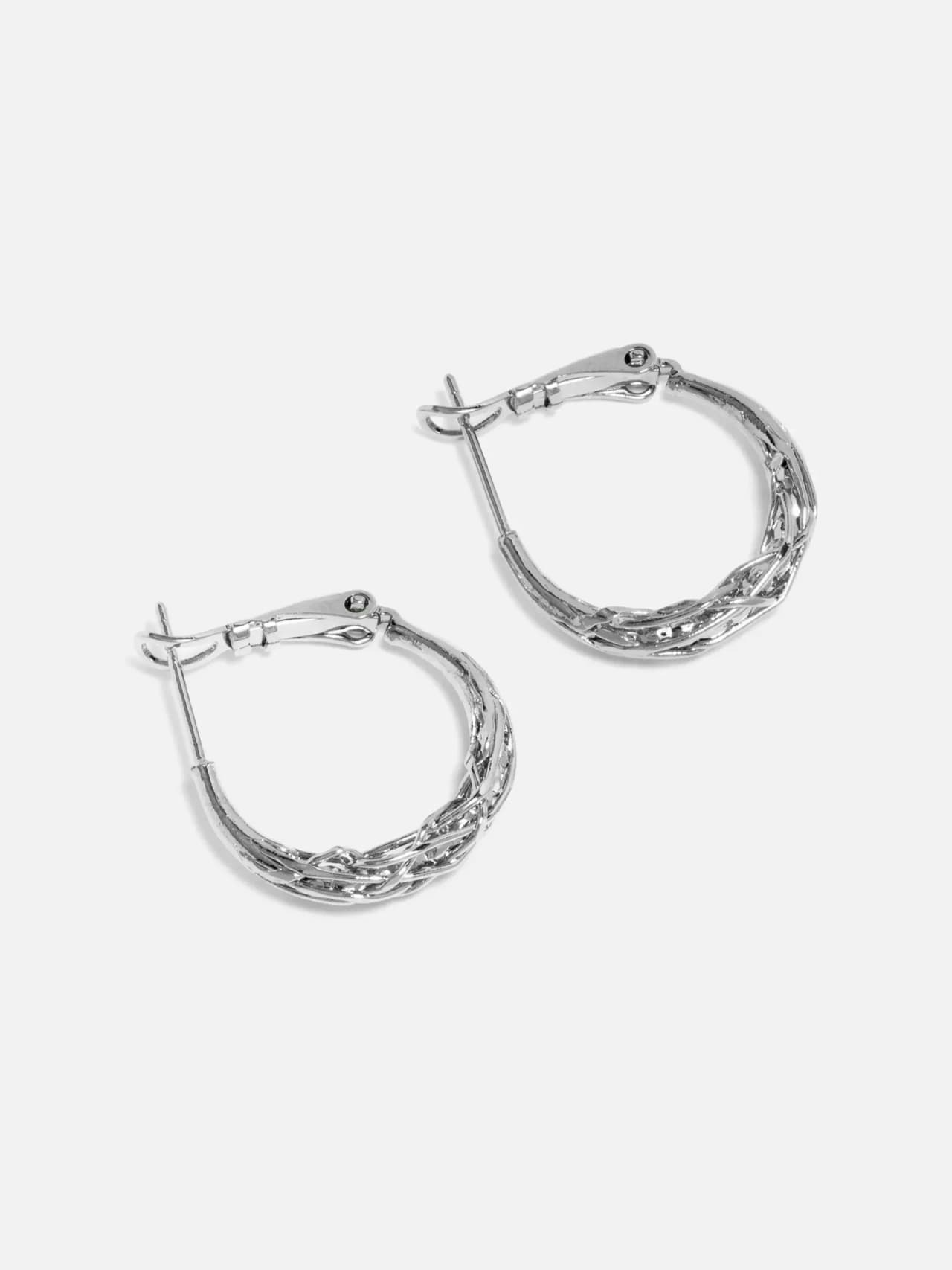Vävd Rhodiumpläterade Hoop Örhängen