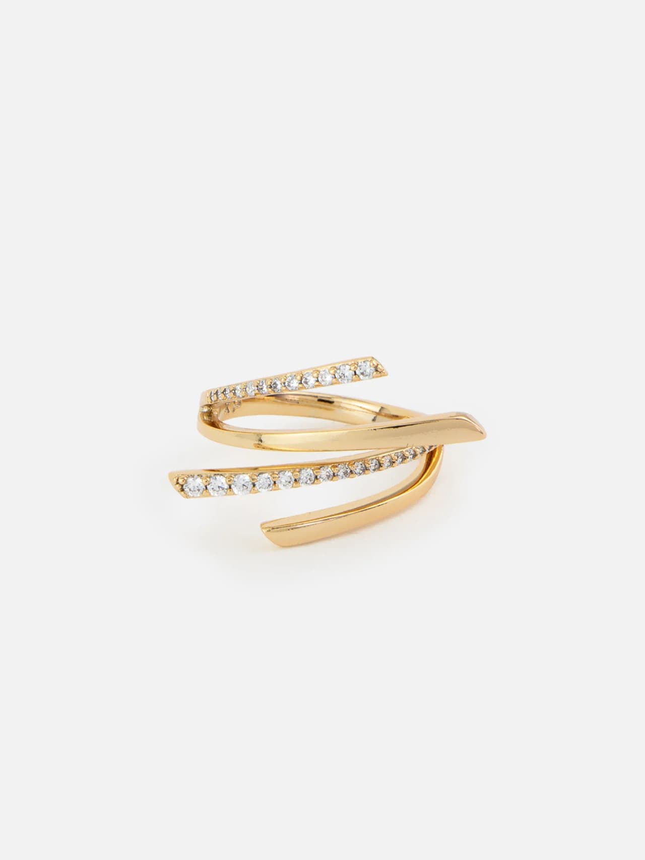 Virvlande Ring i 18K Guldpläterad med Cubic Zirconia
