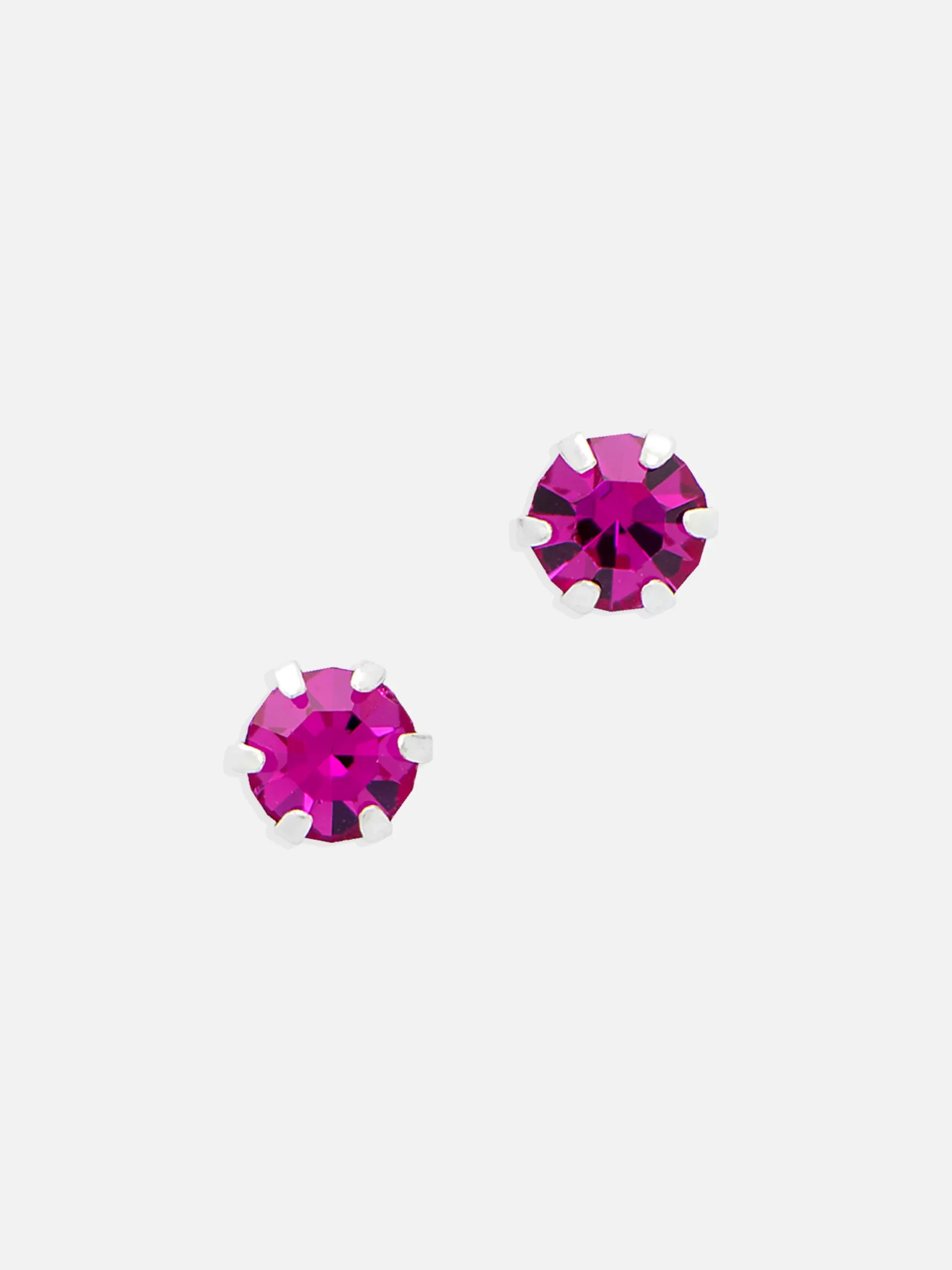 Fuchsia kristall örhängen i äkta silver, dam smycken, 925 sterling silver