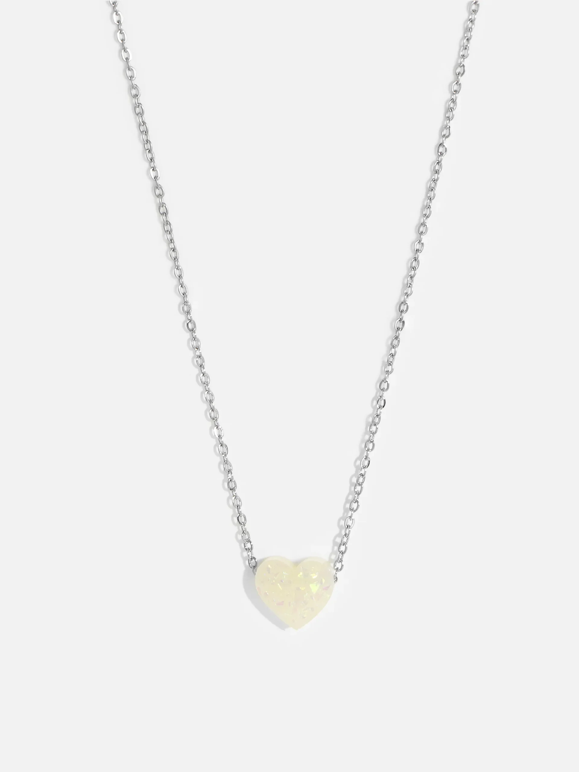Halsband Hjärtat Vit i Röstfritt Stål med vit hjärtformad pendant