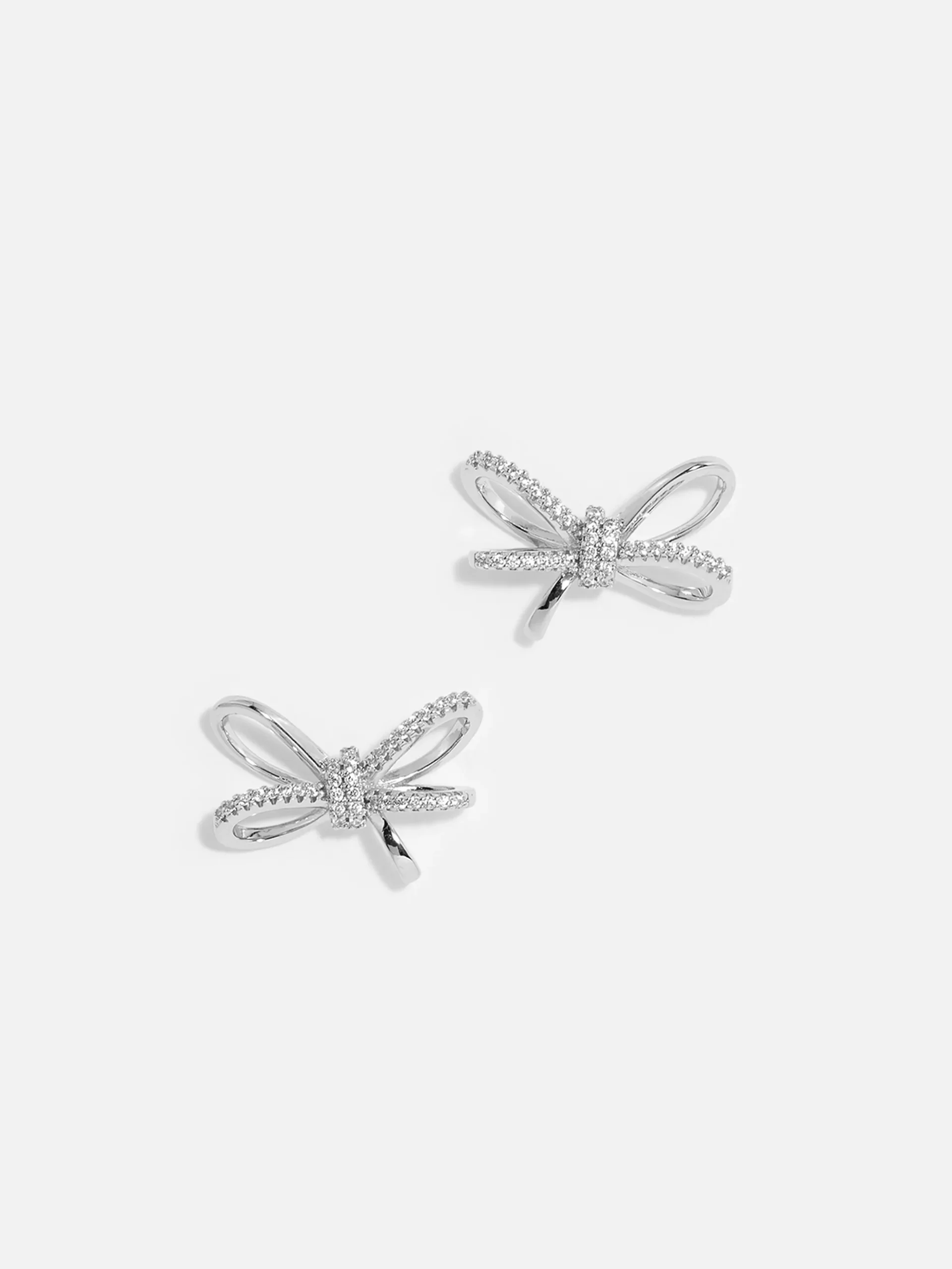 Eleganta fjäril stud örhängen rhodiumpläterade med kubisk zirkonia, dam smycken.