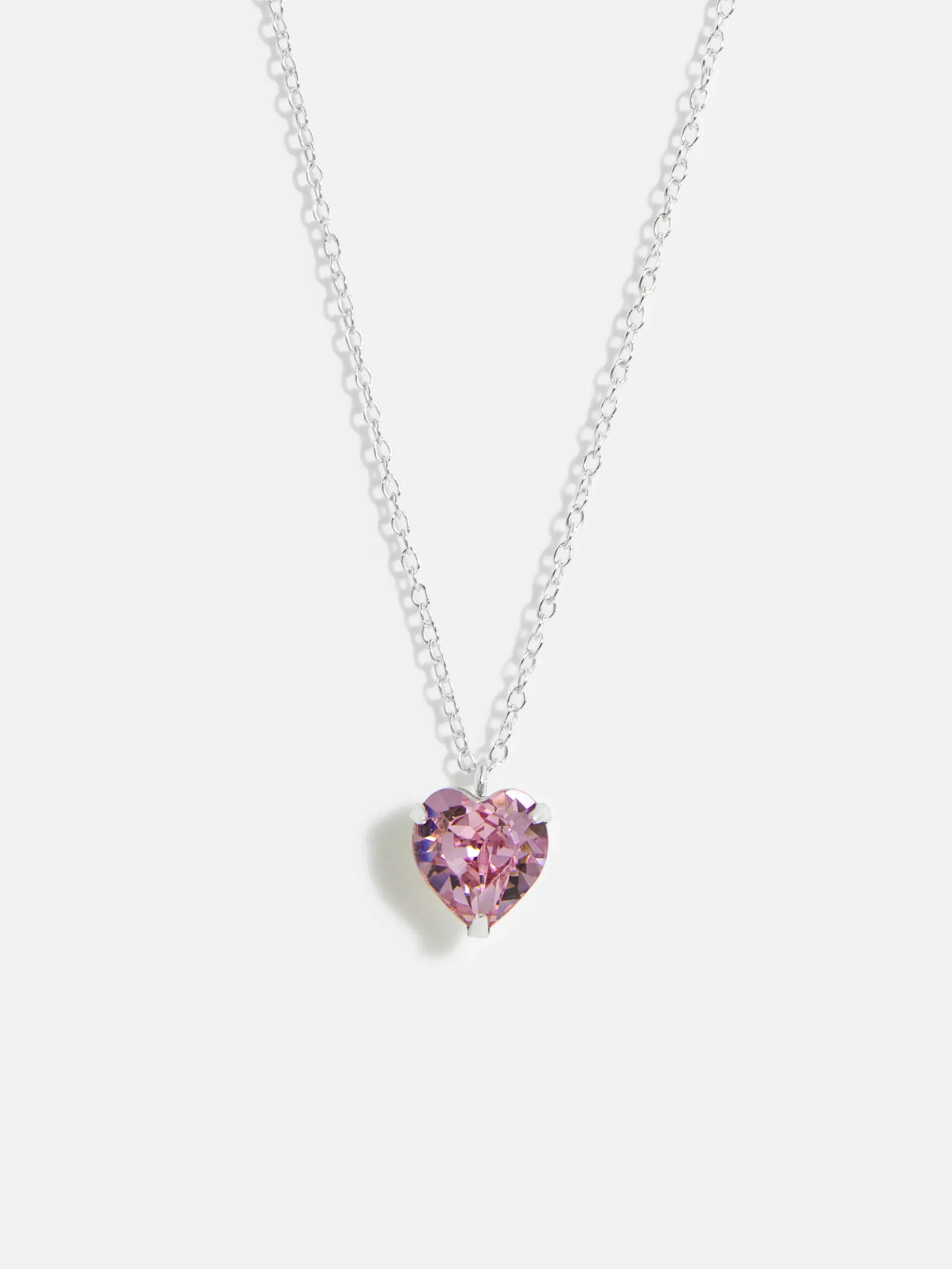 Äkta silver halsband med hjärta hänge och en vacker amethystfärgad kristall, elegant dam smycke.