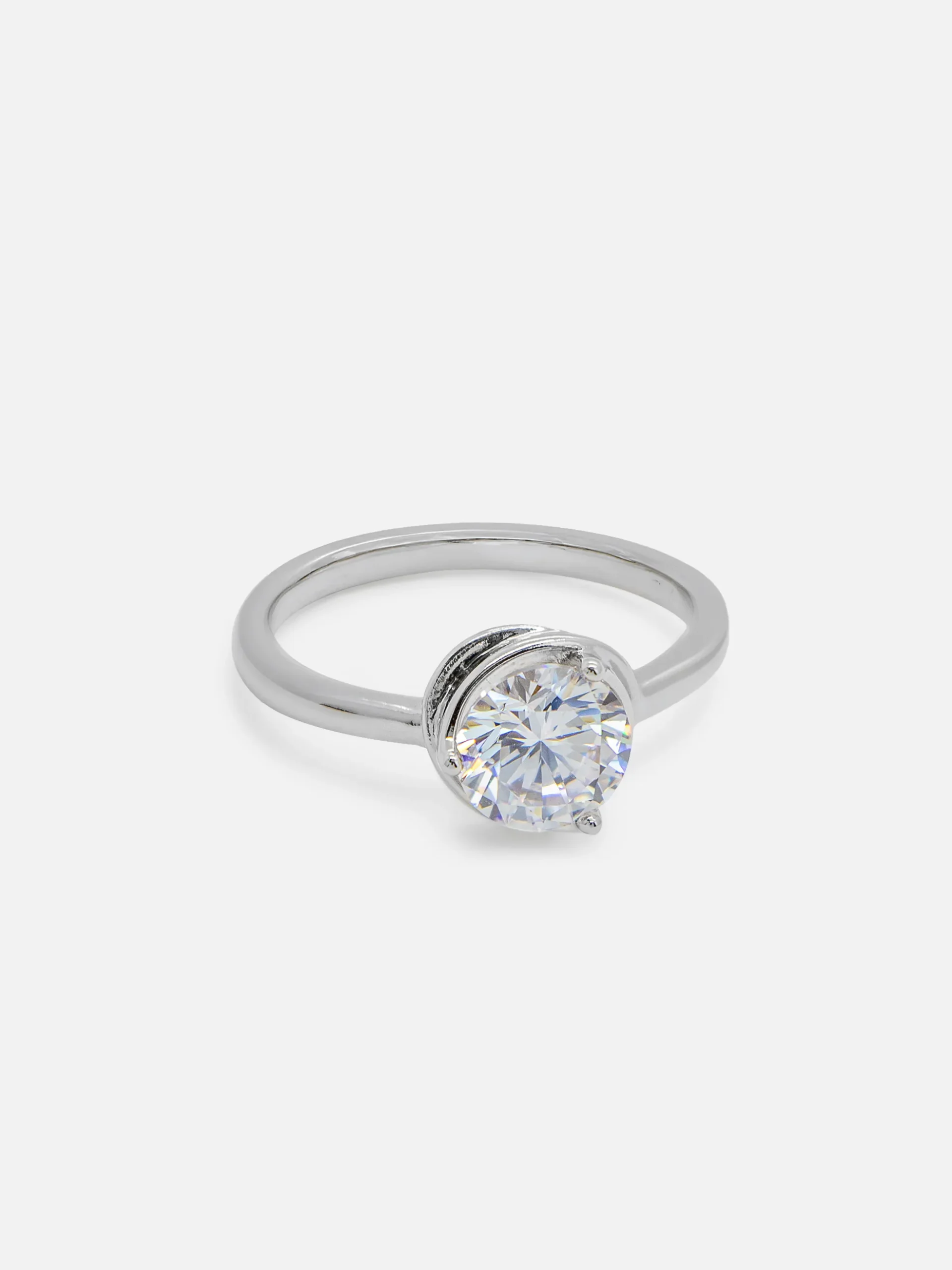 Platinumpläterad Ring med kristall – Elegant dam smycke