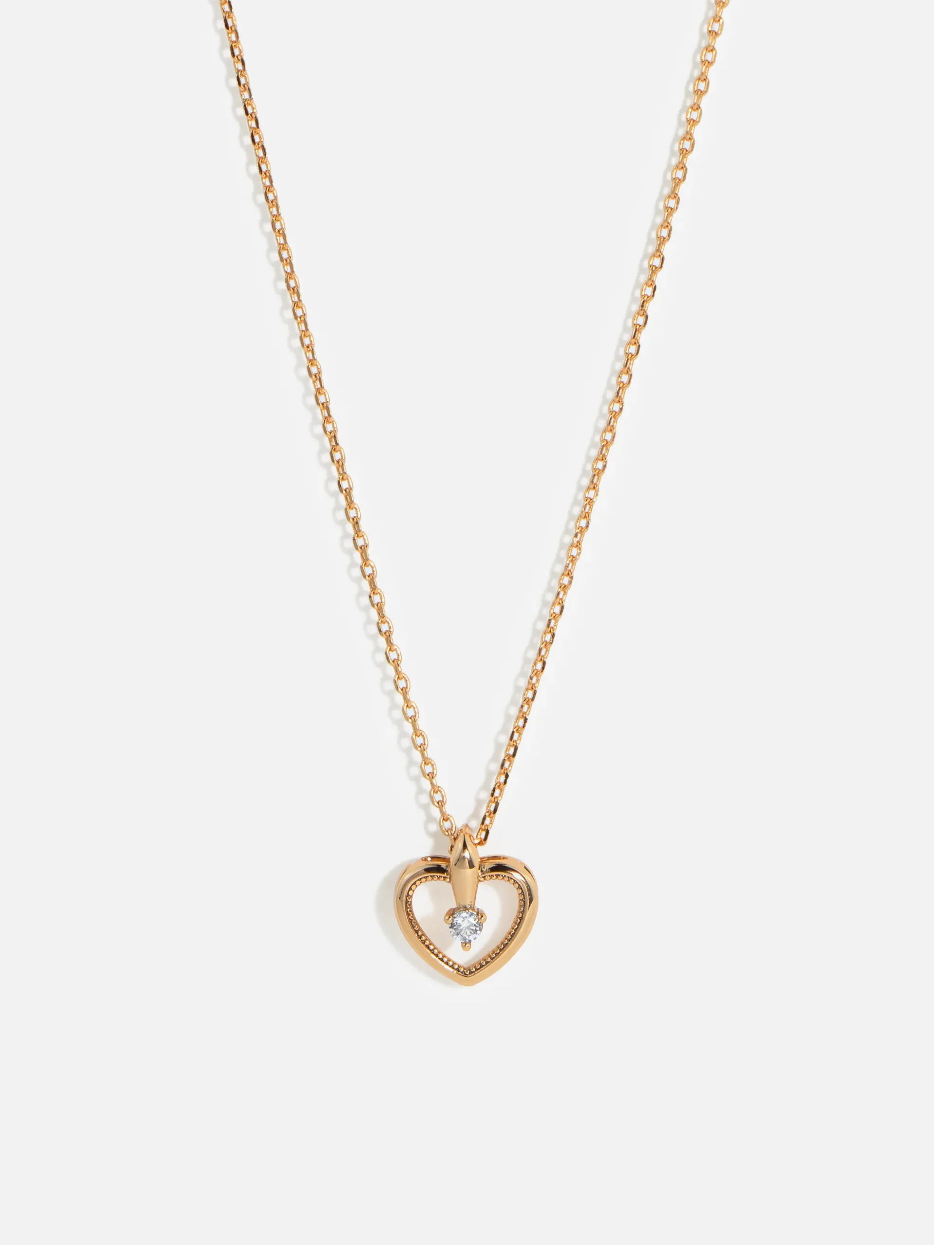 18K guldpläterat halsband med kubisk zirkonia hjärtat för dam smycken.