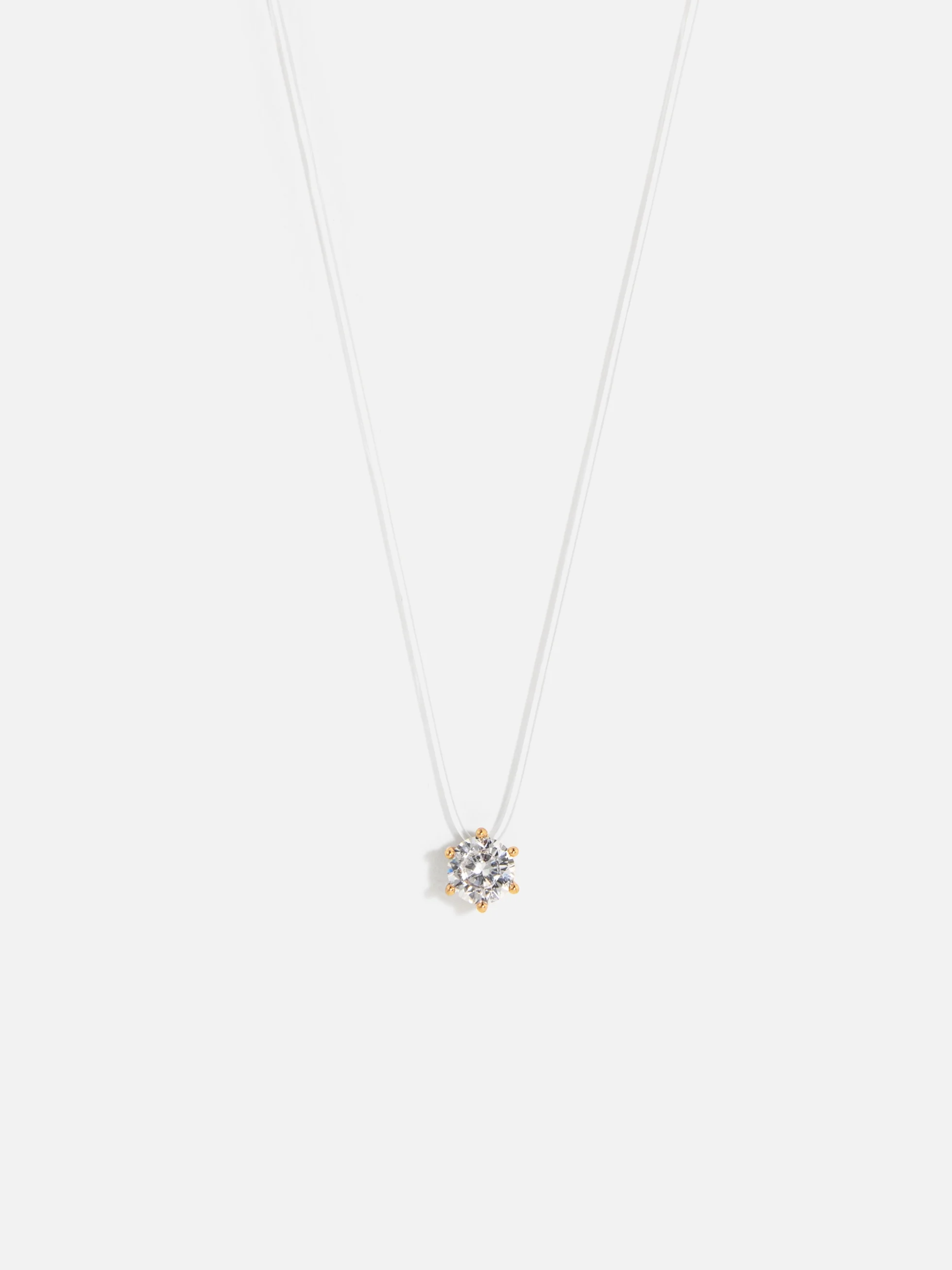 Transparent 18K guldpläterat halsband med fin kubisk zirkonia på plasttråd