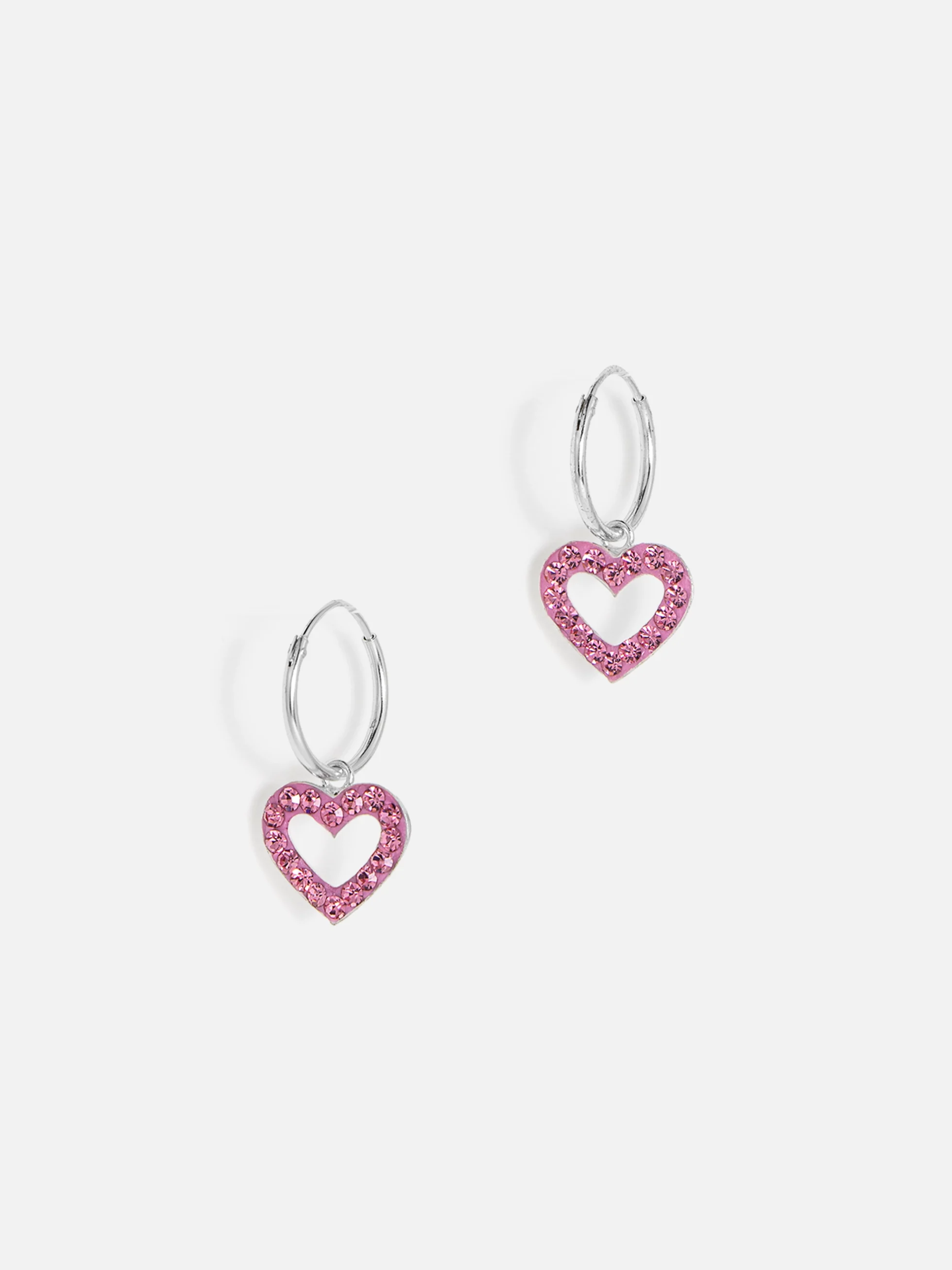 Eleganta Rosa Hjärtat Örhängen i Äkta Silver med Kristall.
