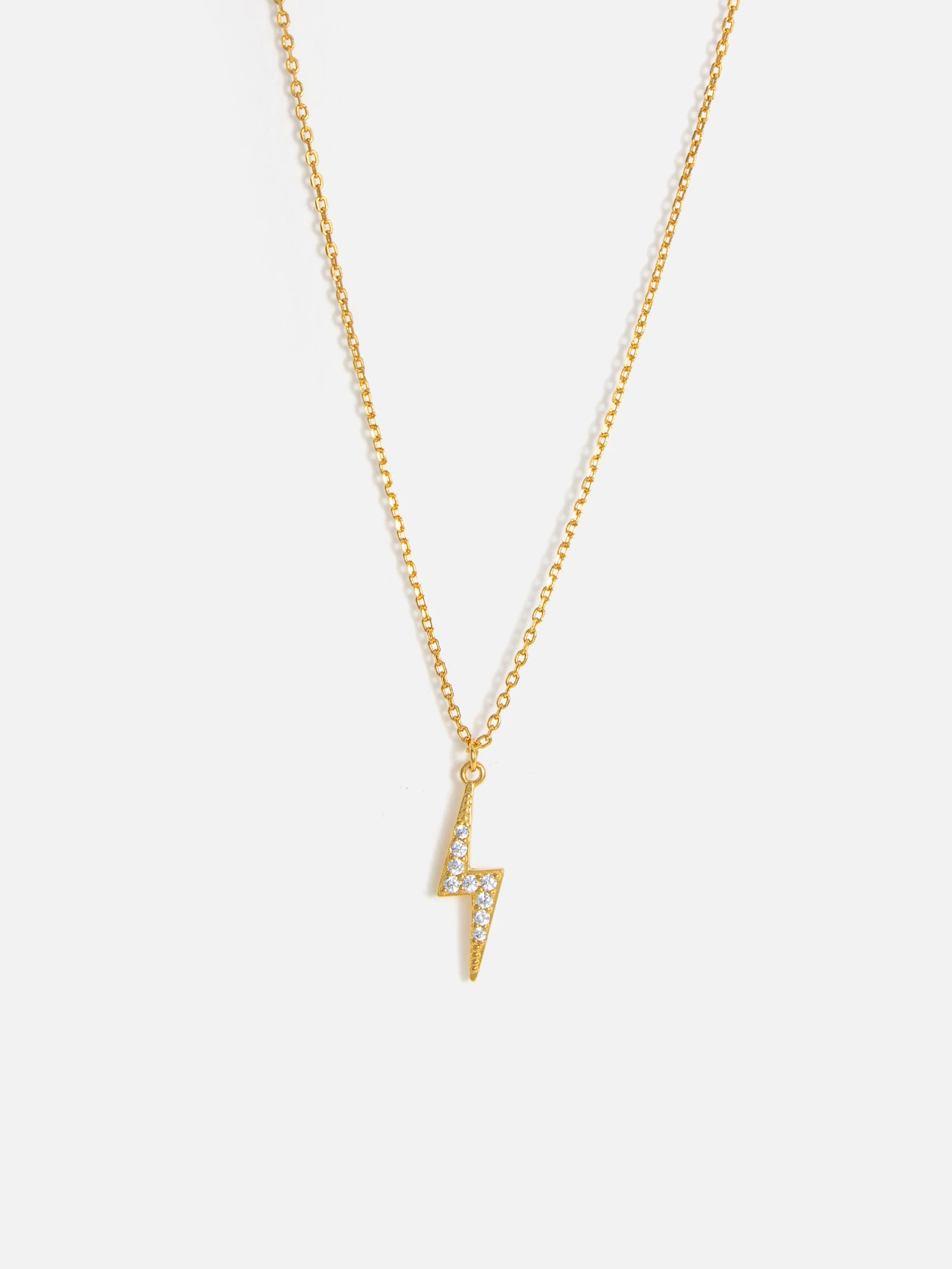 24K guldpläterat silverhalsband med blixtformad cubic zirconia, unik design
