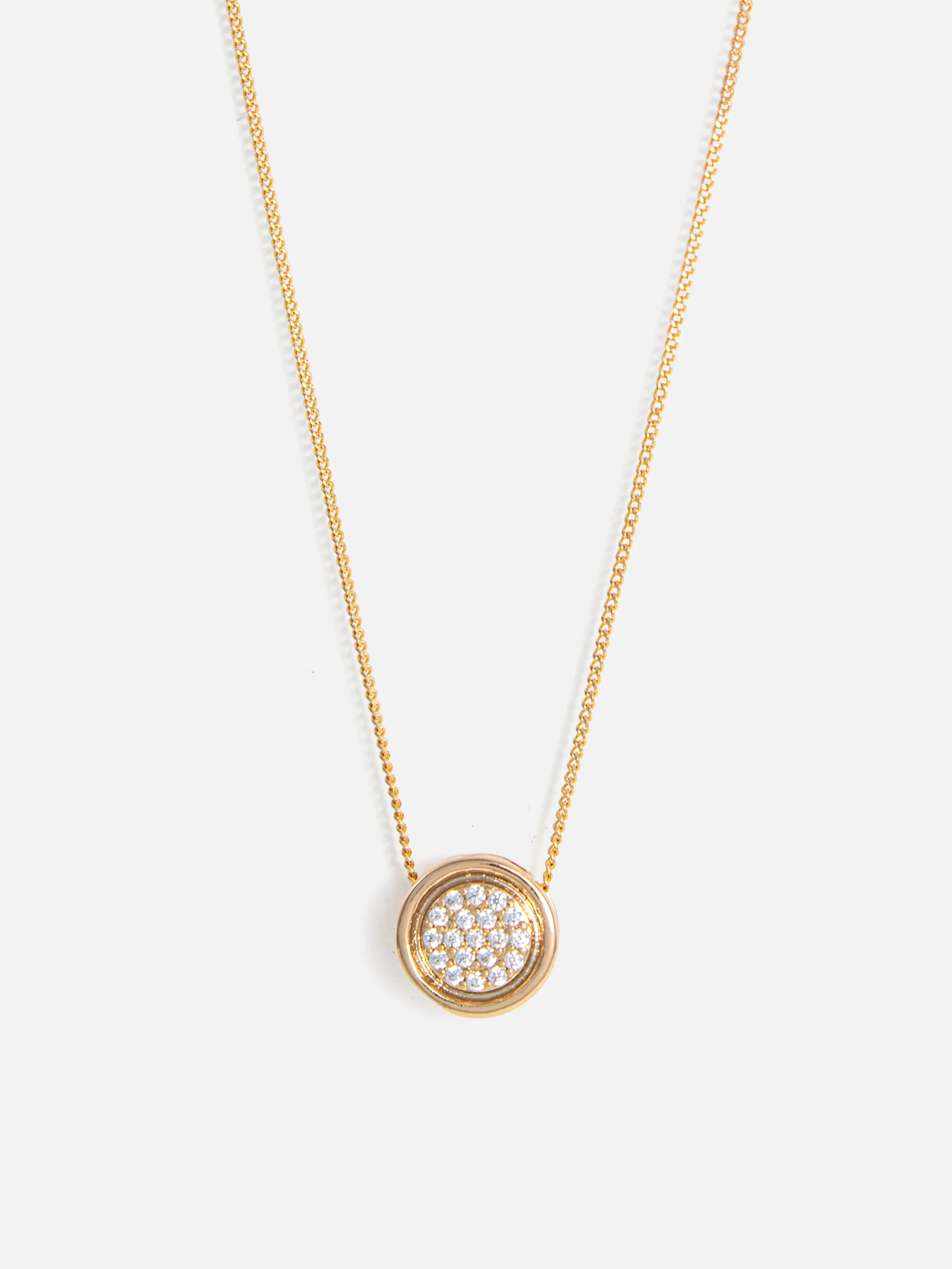 Guldpläterat halsband med hänge, cubic zirconia infattning, elegant smycke