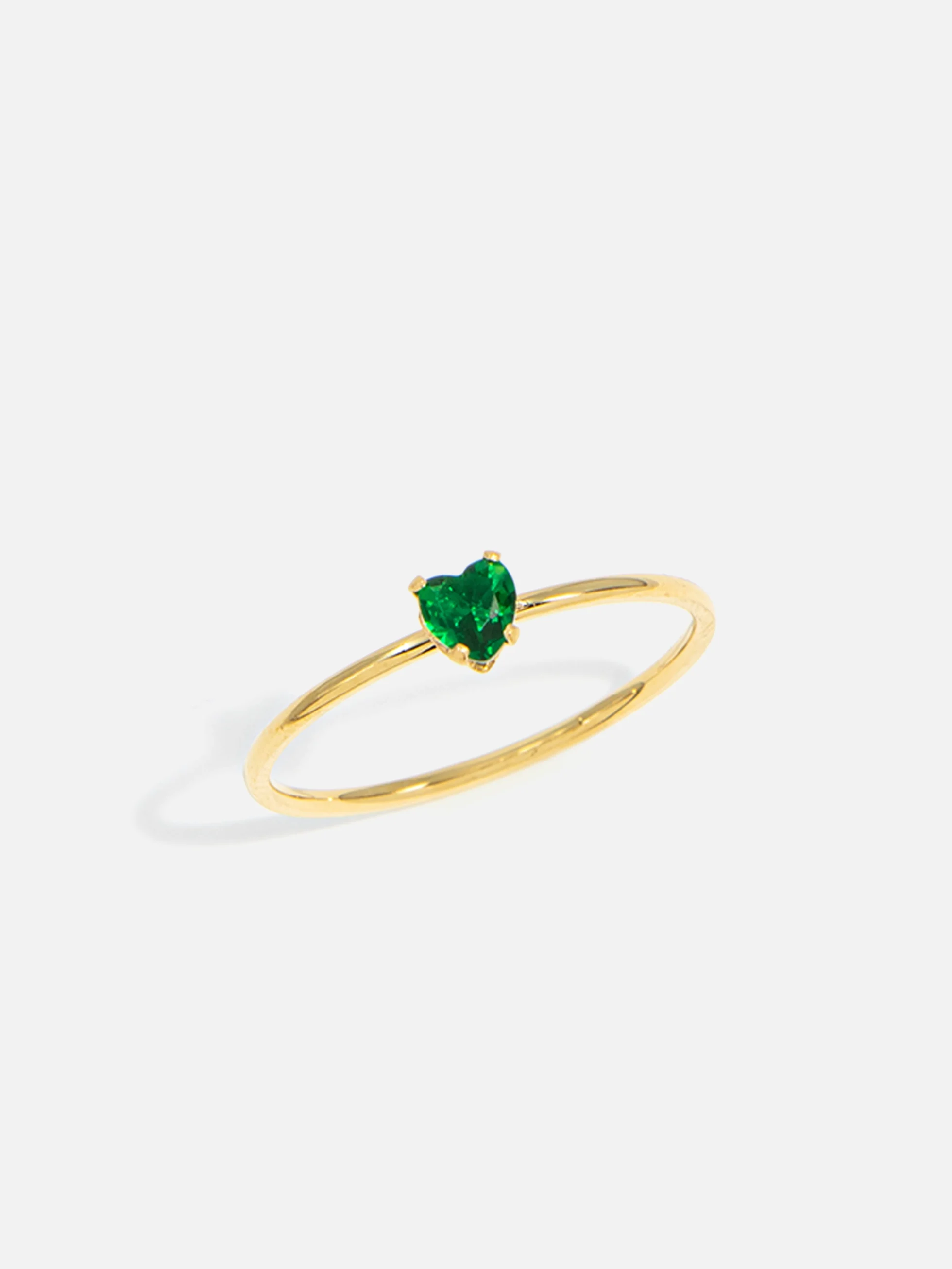 Elegant guldpläterad ring med grön hjärtformad zirkonia, dam smycken